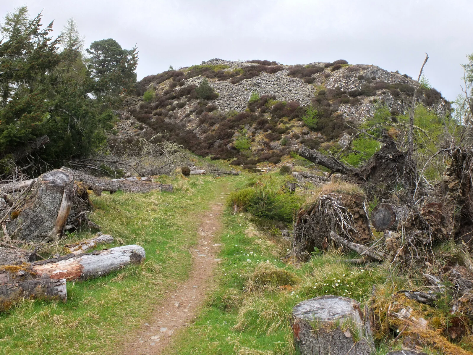 The path through the remains of Dùn da-Lamh hill fort