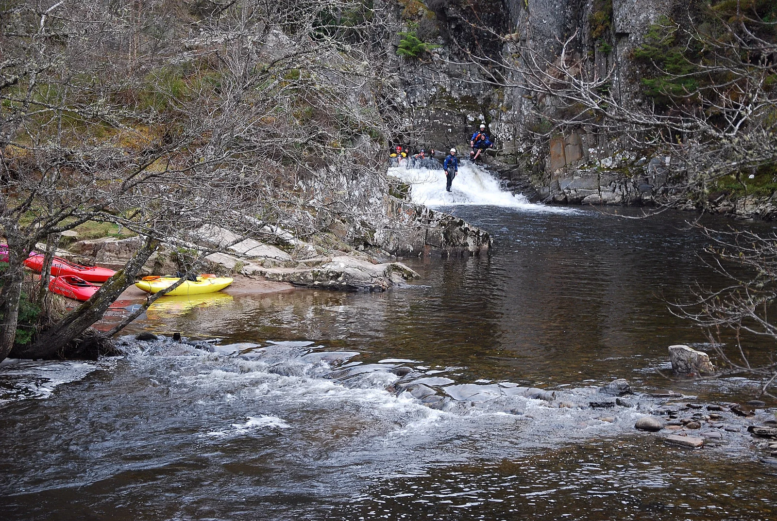 The wooded gorge and waterfall at the Falls of Pattack