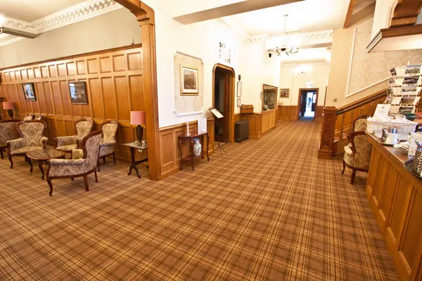 The reception desk at the Duke of Gordon Hotel