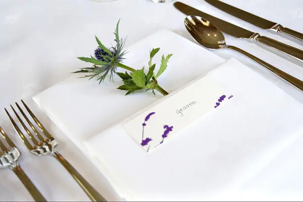 An elegant wedding place setting at the Duke of Gordon Hotel